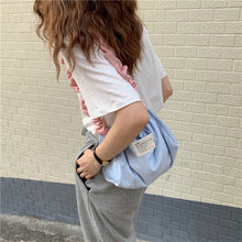 Load image into Gallery viewer, Corduroy Retro Underarm Bag Pleated Contrasting Color Shoulder Strap Shoulder Bag Cute Pendant Large Capacity Crossbody Bag
