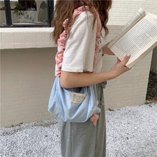 Load image into Gallery viewer, Corduroy Retro Underarm Bag Pleated Contrasting Color Shoulder Strap Shoulder Bag Cute Pendant Large Capacity Crossbody Bag
