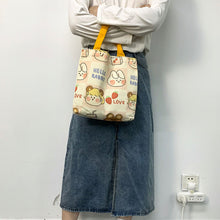 Load image into Gallery viewer, Casual Canvas Bag Cute Cartoon Large Capacity Handbag Portable Reusable Shopping Bag Handbag For Women
