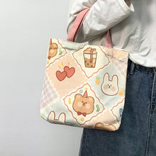 Load image into Gallery viewer, Casual Canvas Bag Cute Cartoon Large Capacity Handbag Portable Reusable Shopping Bag Handbag For Women
