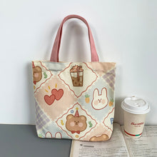 Load image into Gallery viewer, Casual Canvas Bag Cute Cartoon Large Capacity Handbag Portable Reusable Shopping Bag Handbag For Women
