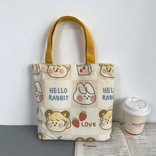 Load image into Gallery viewer, Casual Canvas Bag Cute Cartoon Large Capacity Handbag Portable Reusable Shopping Bag Handbag For Women
