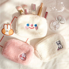 Load image into Gallery viewer, Cute Cloud Smiling Face Plush Makeup Bag Large Capacity Travel Storage Bag Portable Washable Makeup Bag
