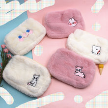 Load image into Gallery viewer, Cute Cloud Smiling Face Plush Makeup Bag Large Capacity Travel Storage Bag Portable Washable Makeup Bag
