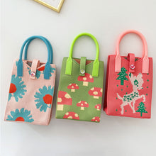 Load image into Gallery viewer, Cute Cartoon Pattern Mini Knitted Mobile Phone Bag Shoulder Bag Skin-friendly Versatile Knitted Woven Crossbody Bag
