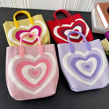 Load image into Gallery viewer, Gradient Contrast Color Heart Pattern Knitted Shoulder Bag Handbag Fashionable Casual Women Crossbody Bag Handbag
