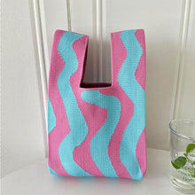 Load image into Gallery viewer, Contrast Color Striped Knitted Bag Shoulder Bag Handbag Soft Large Capacity Knitted Wrist Bag Shopping Bag
