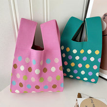 Load image into Gallery viewer, Colorful Dot Knitted Handbag Portable Large Capacity Knitted Shoulder Bag Comfortable Simple Casual Handbag

