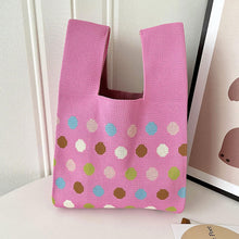 Load image into Gallery viewer, Colorful Dot Knitted Handbag Portable Large Capacity Knitted Shoulder Bag Comfortable Simple Casual Handbag
