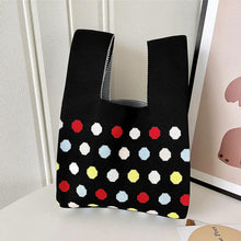 Load image into Gallery viewer, Colorful Dot Knitted Handbag Portable Large Capacity Knitted Shoulder Bag Comfortable Simple Casual Handbag
