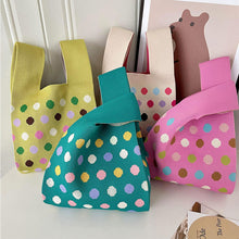 Load image into Gallery viewer, Colorful Dot Knitted Handbag Portable Large Capacity Knitted Shoulder Bag Comfortable Simple Casual Handbag
