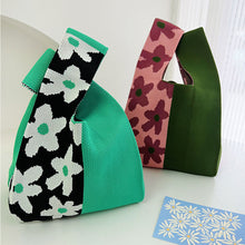 Load image into Gallery viewer, Spliced Color Flower Knitted Bag Simple Versatile Knitted Shoulder Bag Handbag Women Daily Portable Handbag
