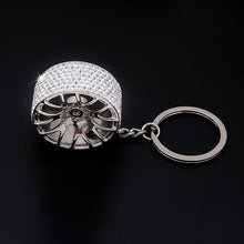 Load image into Gallery viewer, Car Keychain Crystal Tire Wheel Rim Key Ring 3D Keychain Creative Auto Part Accessories Model Car Keyring Key Chain Car Charms
