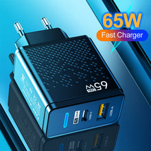 Load image into Gallery viewer, 65W GaN PD 33W USB Type C Charger Adapter For MacBook Pro Laptop Protable Wall Adapter For iPhone 13 14 Huawei Xiaomi Samsung
