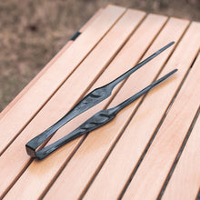 Load image into Gallery viewer, Outdoor Camping Barbecue Steak Clip Cooking Clamp 304 Stainless Steel Black Extended Blackbird Clip With Leather Cover Camping Cookware Supplies
