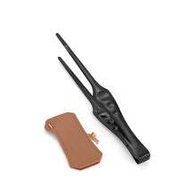 Load image into Gallery viewer, Outdoor Camping Barbecue Steak Clip Cooking Clamp 304 Stainless Steel Black Extended Blackbird Clip With Leather Cover Camping Cookware Supplies
