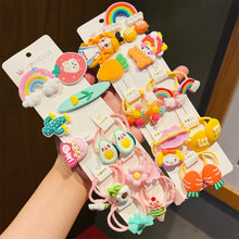 Load image into Gallery viewer, Cute Cartoon Hair Rope Hair Clip Set Colorful Flower Animal Hairpin Hair Rope Hair Accessories for Girls
