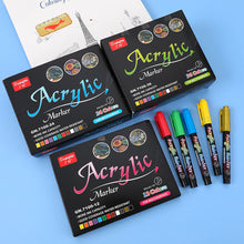 Load image into Gallery viewer, 12/24/36/60 Colors Acrylic Marker Set Glass Rock Metal Paint Pens Brush Set for Calligraphy Painting Drawing DIY Graffiti Art Supplies
