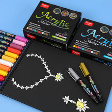 Load image into Gallery viewer, 12/24/36/60 Colors Acrylic Marker Set Glass Rock Metal Paint Pens Brush Set for Calligraphy Painting Drawing DIY Graffiti Art Supplies
