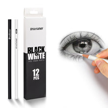Load image into Gallery viewer, 12pcs Black White Color Oil Based Pencil Drawing Sketching Artist Pencils Art Learning School Stationery Supplies
