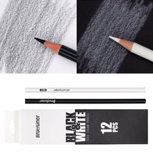 Load image into Gallery viewer, 12pcs Black White Color Oil Based Pencil Drawing Sketching Artist Pencils Art Learning School Stationery Supplies

