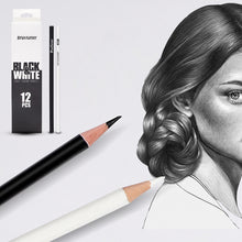 Load image into Gallery viewer, 12pcs Black White Color Oil Based Pencil Drawing Sketching Artist Pencils Art Learning School Stationery Supplies
