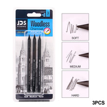 Load image into Gallery viewer, 3/6pcs Professional Woodless Carbon Sketch Pens Hard/Medium/Soft Woodless Charcoal Pencil Set Drawing Tool Painting Supplies
