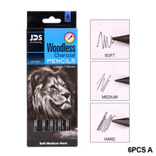 Load image into Gallery viewer, 3/6pcs Professional Woodless Carbon Sketch Pens Hard/Medium/Soft Woodless Charcoal Pencil Set Drawing Tool Painting Supplies

