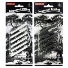Load image into Gallery viewer, 6pcs Carbon Strip Compressed Graphite Pencil Professional Pure Carbon Sketch Pens Hard/Medium/Soft Woodless Charcoal Pencil Set Drawing Tool Painting Supplies
