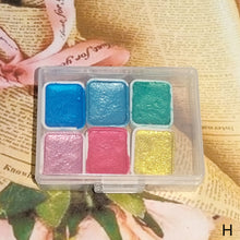 Load image into Gallery viewer, 6Color Shimmer Solid Watercolor Set Retro Painting Pearlescent Metal Candy Colors Set for Art Painting Nail Design
