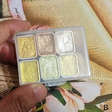 Load image into Gallery viewer, 6Color Shimmer Solid Watercolor Set Retro Painting Pearlescent Metal Candy Colors Set for Art Painting Nail Design
