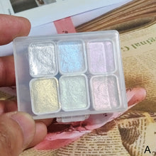 Load image into Gallery viewer, 6Color Shimmer Solid Watercolor Set Retro Painting Pearlescent Metal Candy Colors Set for Art Painting Nail Design
