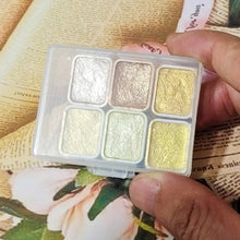 Load image into Gallery viewer, 6Color Shimmer Solid Watercolor Set Retro Painting Pearlescent Metal Candy Colors Set for Art Painting Nail Design
