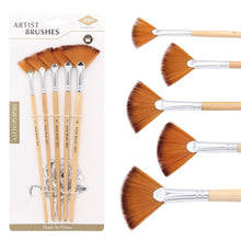 Load image into Gallery viewer, 5Pcs Fan Shaped Nylon Hair Gouache Watercolor Paint Brush Set For School Painting Drawing Painting Brush Art Supplies
