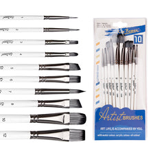 Load image into Gallery viewer, 7/10Pcs Painting Brushes Set Art Acrylic Gouache Oil Watercolor Painting Artist Nylon Hair Beech Wood Rod Brush Set
