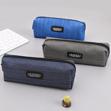 Load image into Gallery viewer, Oxford Fabric Blue Gray Pencil Case Solid Color Simple Pencil Bags for Student Kids Boys Stationery Storage Bag School Supplies
