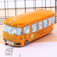 Load image into Gallery viewer, Bus Cute Pencil Case Large Capacity Canvas Pencil Bag Kids School Pen Box Children School Stationery Storage Bag Birthday Christmas Gifts
