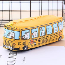 Load image into Gallery viewer, Bus Cute Pencil Case Large Capacity Canvas Pencil Bag Kids School Pen Box Children School Stationery Storage Bag Birthday Christmas Gifts
