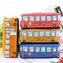 Load image into Gallery viewer, Bus Cute Pencil Case Large Capacity Canvas Pencil Bag Kids School Pen Box Children School Stationery Storage Bag Birthday Christmas Gifts
