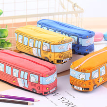 Load image into Gallery viewer, Bus Cute Pencil Case Large Capacity Canvas Pencil Bag Kids School Pen Box Children School Stationery Storage Bag Birthday Christmas Gifts
