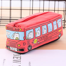 Load image into Gallery viewer, Bus Cute Pencil Case Large Capacity Canvas Pencil Bag Kids School Pen Box Children School Stationery Storage Bag Birthday Christmas Gifts
