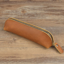 Load image into Gallery viewer, Retro Style Genuine Leather Pencil Bag Simple Stationery Case Handmade Pen Case Storage Bag Zipper Pencil Pouch School Supplies
