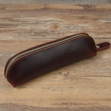 Load image into Gallery viewer, Retro Style Genuine Leather Pencil Bag Simple Stationery Case Handmade Pen Case Storage Bag Zipper Pencil Pouch School Supplies
