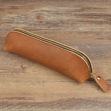 Load image into Gallery viewer, Retro Style Genuine Leather Pencil Bag Simple Stationery Case Handmade Pen Case Storage Bag Zipper Pencil Pouch School Supplies
