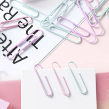 Load image into Gallery viewer, 1Box Colorful Paper Clip Metal Clips Memo Clip Bookmarks Stationery Office Accessories School Supplies Length 28mm/50mm
