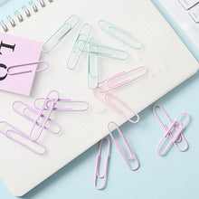 Load image into Gallery viewer, 1Box Colorful Paper Clip Metal Clips Memo Clip Bookmarks Stationery Office Accessories School Supplies Length 28mm/50mm

