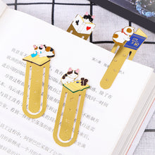 Load image into Gallery viewer, Cute Cat Bookmarks Metal Book Clips Japanese Style Brass Paper Page Holder Book Clip Stationery Reading Pagination Tools School Office Supplies

