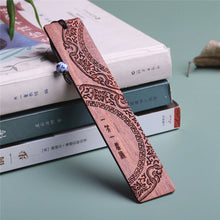 Load image into Gallery viewer, Creative Retro Sandalwood Bookmark Chinese Style Engraving Book Clips Gifts Moon Tree Mountain Wooden Page Holder School Office Supplies

