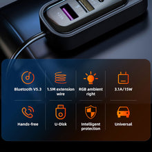 Load image into Gallery viewer, CS6 Car Charger Quick Charge Cigarette Lighter Adapter Bluetooth 5.3 USB Type C Fast Charger PD QC3.0 For Iphone Samsung Xiaomi
