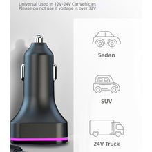 Load image into Gallery viewer, Car Bluetooth 5.0 FM Transmitter Wireless Audio Receiver Car MP3 Player 66W PD Fast Charger Ambient Light Muti-point Charger

